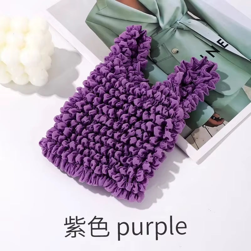 1PCS New Mini Shopping Bag Expansion Fold Pleated Flexible Stretch Large Capacity Bubble Elastic Portable Handbag Storage Bags