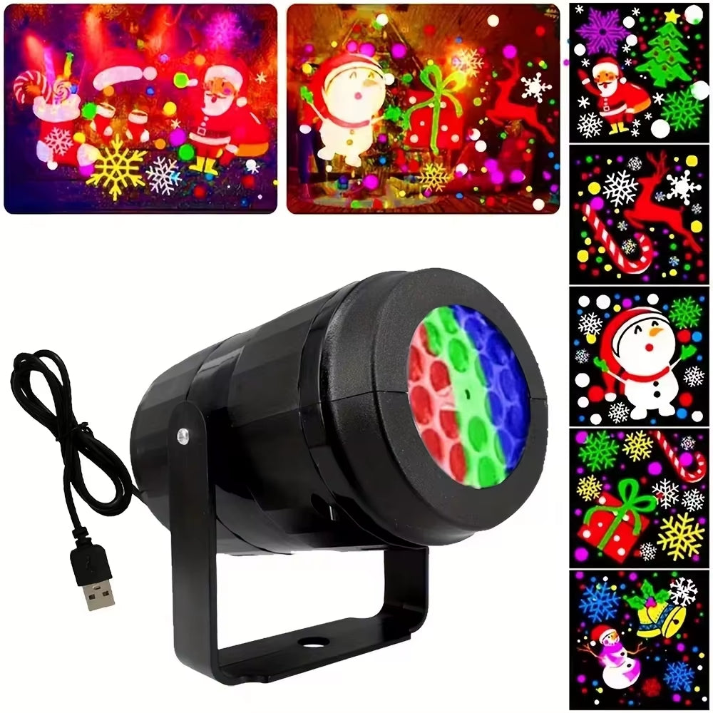 1Pc Snowflake Christmas Laser Projector Light,16 Patterns Waterproof Rotating Christmas LED Stage Lights Christmas Decoration