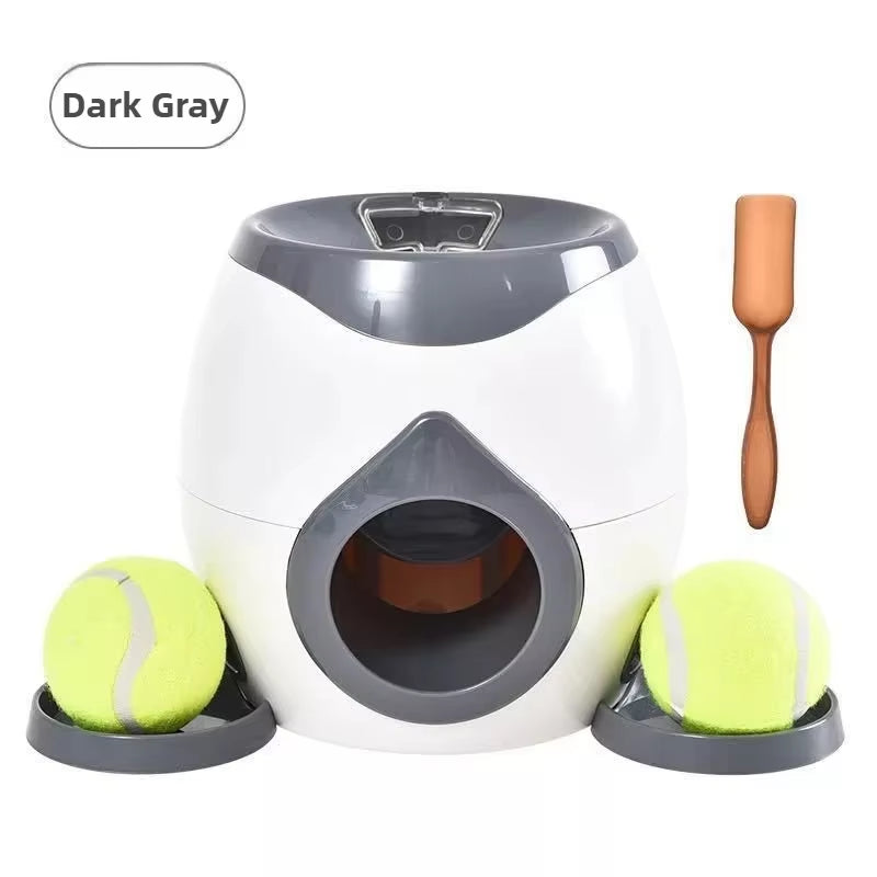 @2 in 1 Dog Pet Interactive Toy Tennis Ball Launcher Automatic Throwing Training Reward Machine Fun Feeding Machine Pet Supplies