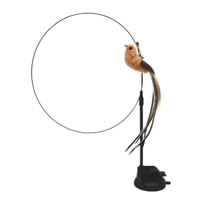 Cat Toys Cat Self-Sexy Feather Suction Cup Teasing Cat Stick with Bell Bird Replacement Head Resistant to Bite Pet Cat Dog Toys