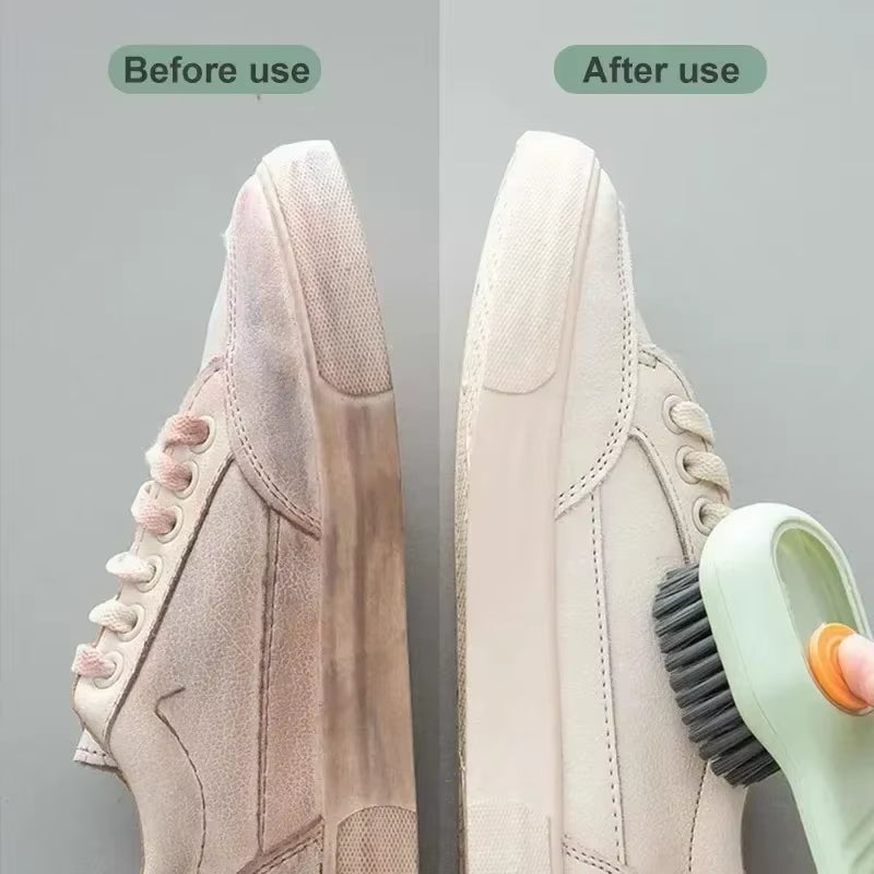 Multifunctional Liquid Adding Shoe Brush Press Type Liquid Dispensing Cleaning Brush Soft Bristle Household Sneaker Washing Tool