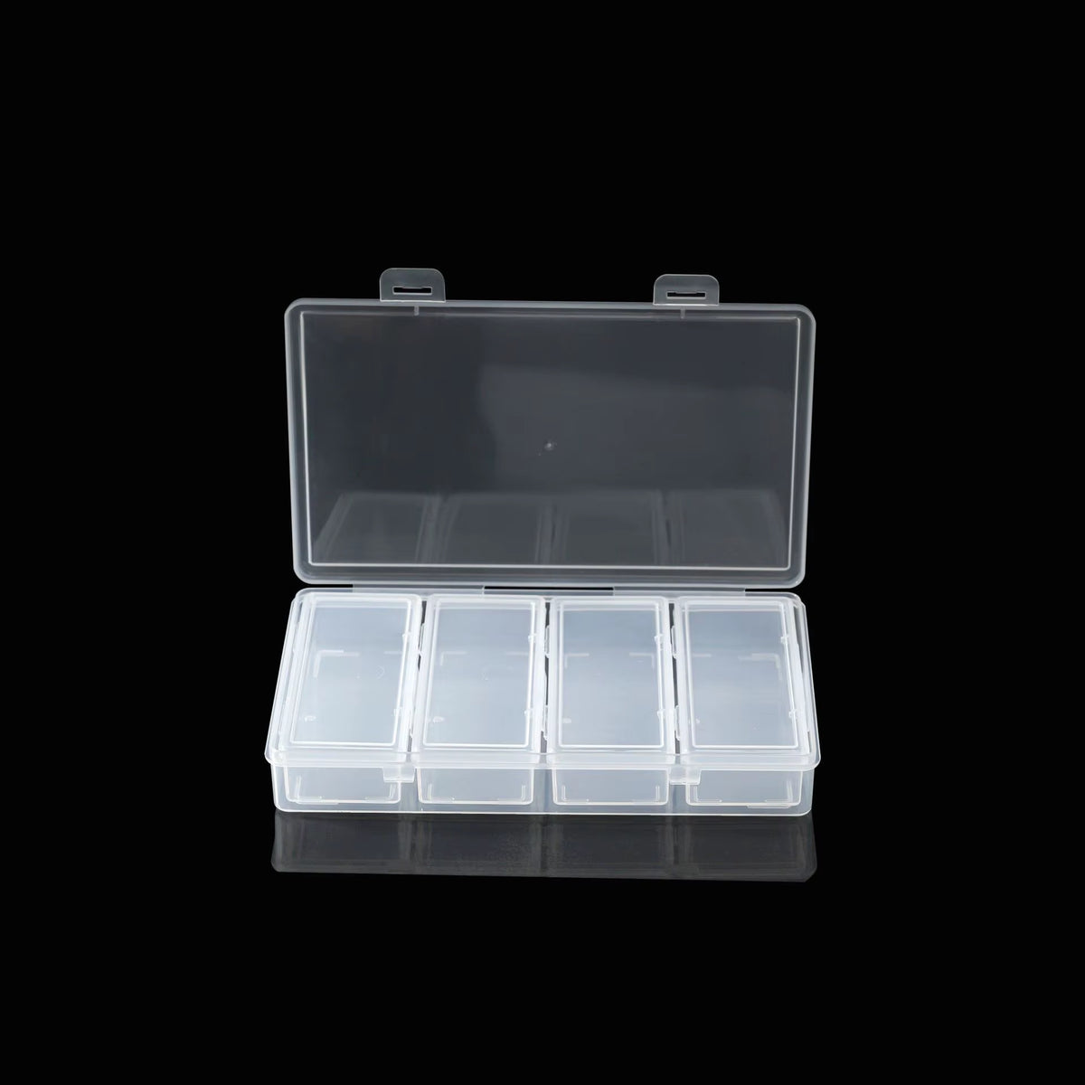 4 Adjustable Dividers Clear Plastic Storage Organizer Box - Craft & Sewing Supplies Container with Removable Compartments