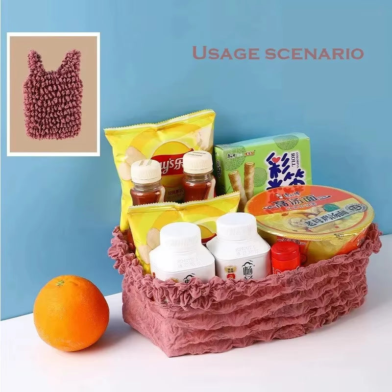 1PCS New Mini Shopping Bag Expansion Fold Pleated Flexible Stretch Large Capacity Bubble Elastic Portable Handbag Storage Bags