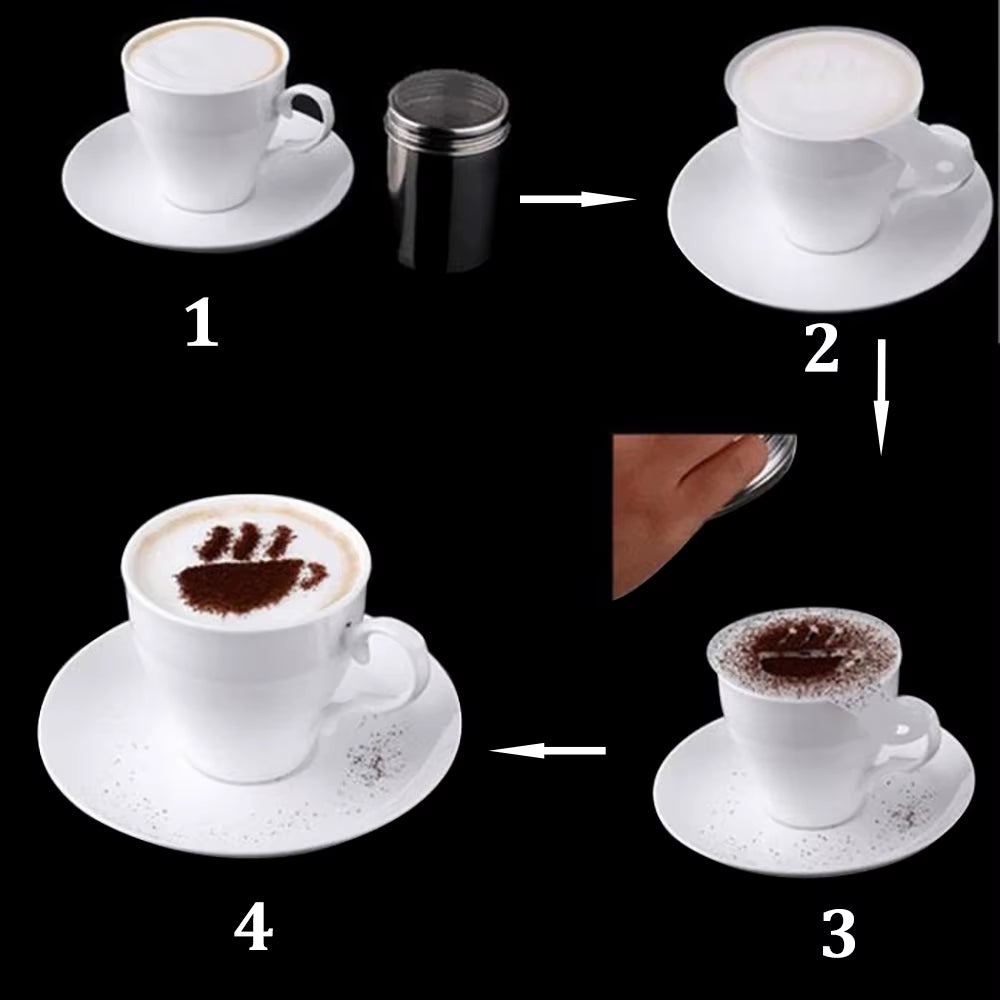 16PCS Coffee Stencils Fancy Coffee Printing Model Milk Cake Stencils Cappuccino Mold Cake Drawing Mould Home Kitchen Supplies