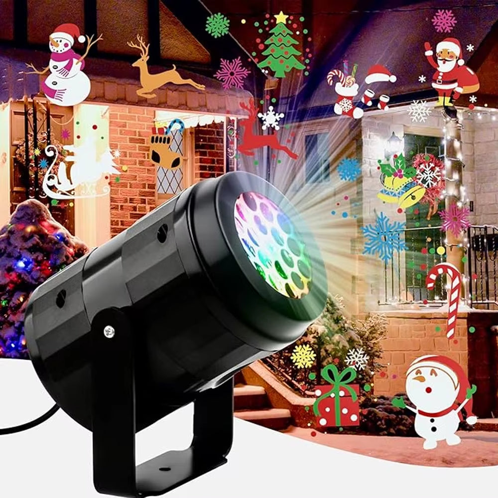 1Pc Snowflake Christmas Laser Projector Light,16 Patterns Waterproof Rotating Christmas LED Stage Lights Christmas Decoration