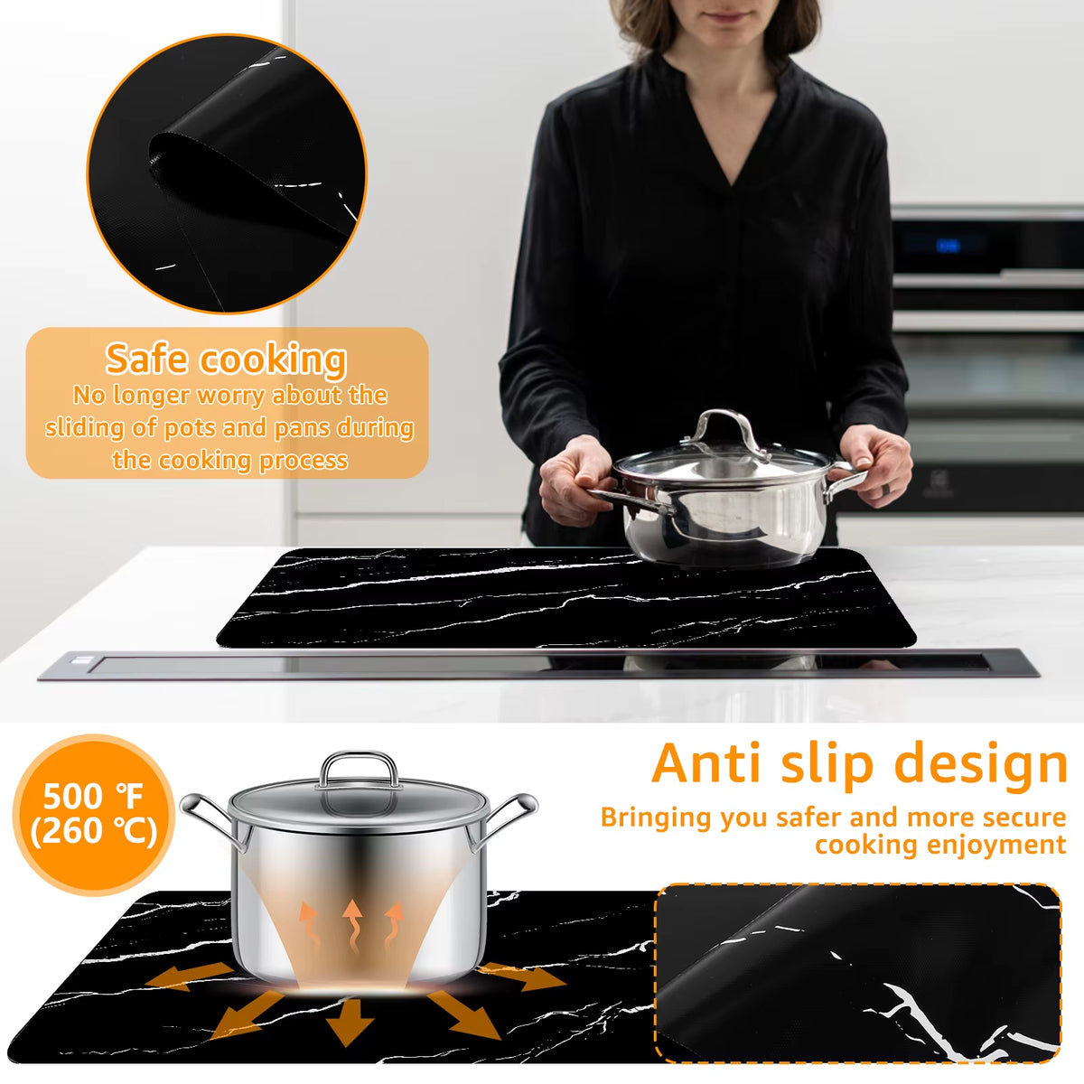 Induction Cooktop Mat Silicone Induction Cooker Covers Heat-Resistant Induction Cooktop Protector Mat 30.8×20.5Inch Non-Slip