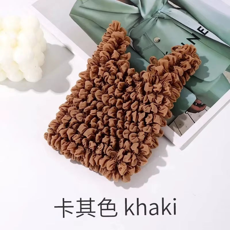 1PCS New Mini Shopping Bag Expansion Fold Pleated Flexible Stretch Large Capacity Bubble Elastic Portable Handbag Storage Bags