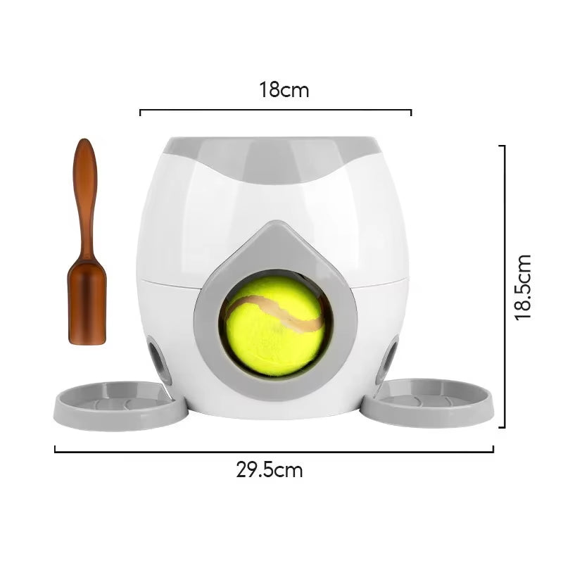 @2 in 1 Dog Pet Interactive Toy Tennis Ball Launcher Automatic Throwing Training Reward Machine Fun Feeding Machine Pet Supplies