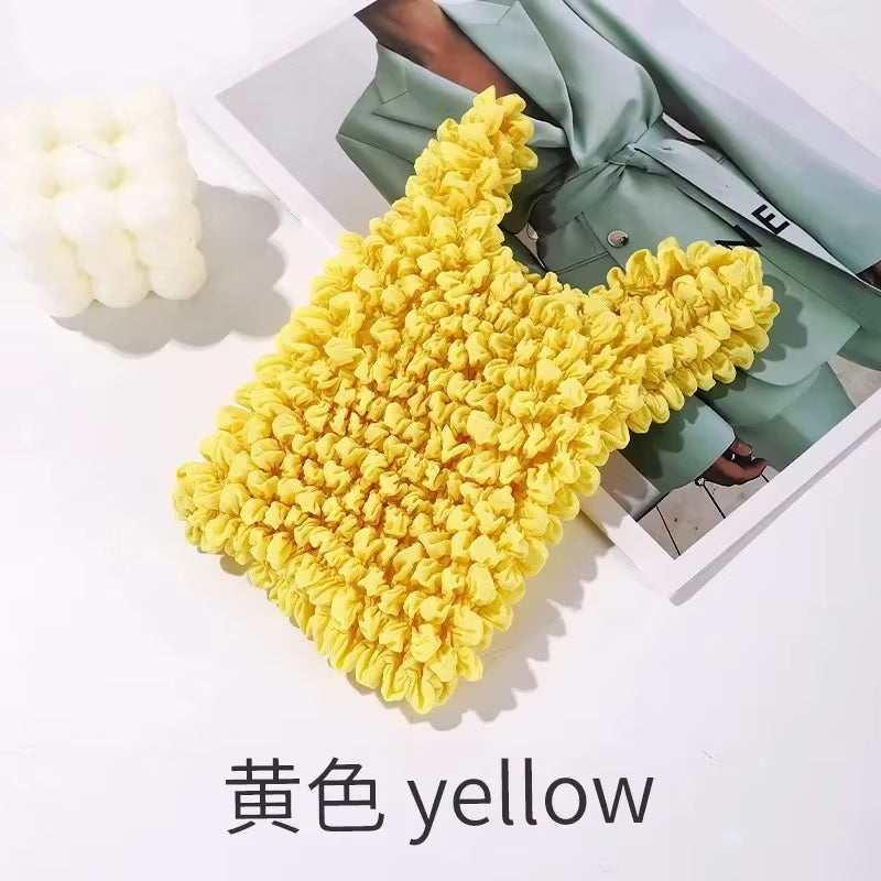 1PCS New Mini Shopping Bag Expansion Fold Pleated Flexible Stretch Large Capacity Bubble Elastic Portable Handbag Storage Bags