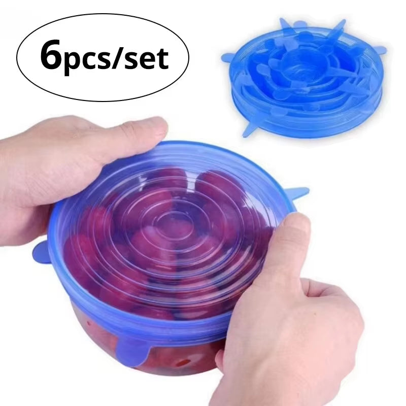 6Pcs/Set Silicone Stretch Lids, Reusable Durable Food Storage Lids for Bowls, Silicone Lids