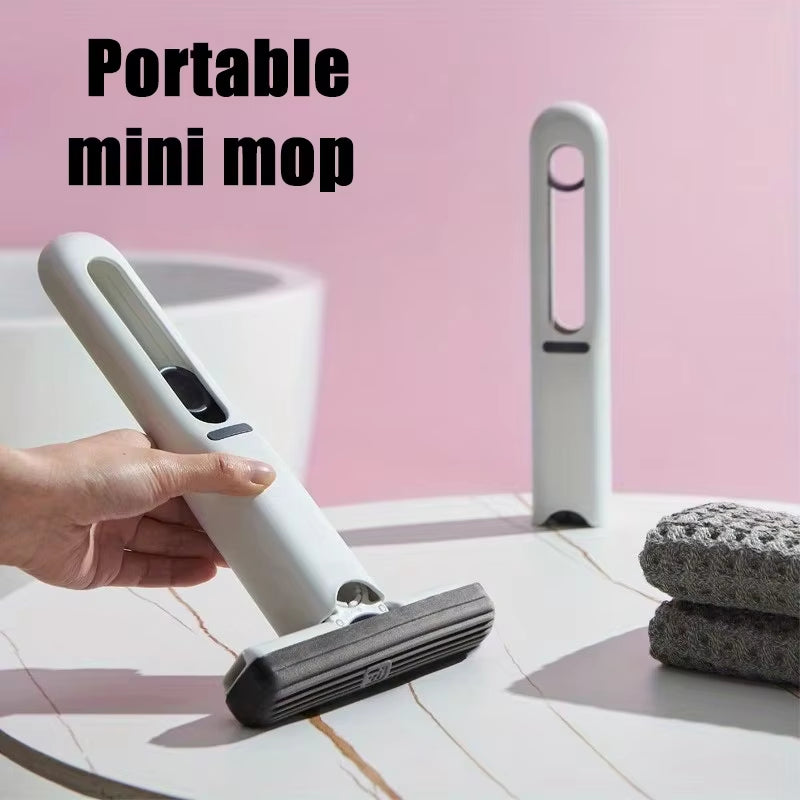 Mini Squeeze Mop Mini Mop Desk Kitchen Car Clean Tools Mops with Self-Squeezing Folding Home Cleaning Floor Washing Mops