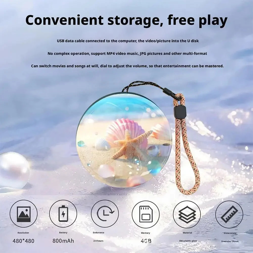 3D Video Crystal Ball DIY Memory Art Glass Ball Lamp Spherical Pixel Display 2.7Inchs Screen 4GB Videos Player for Gift