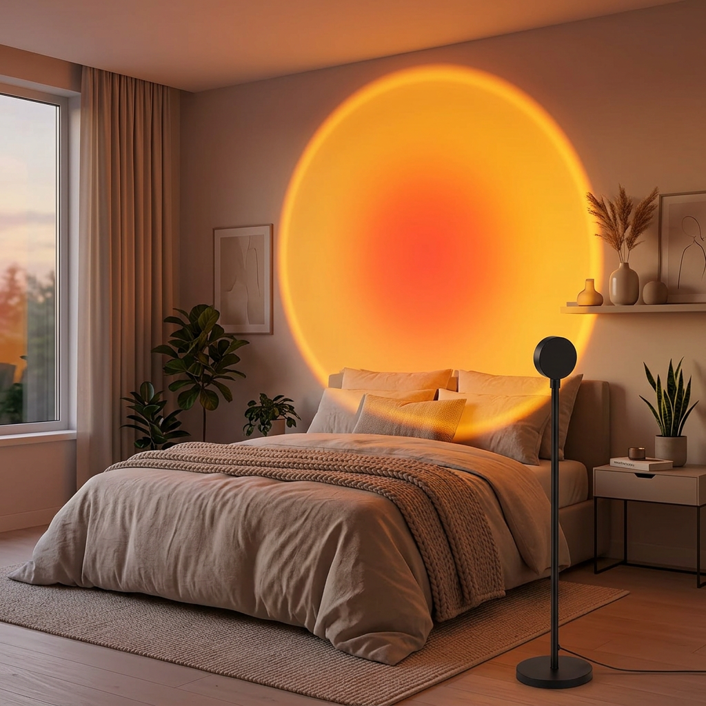 Lámpara Atardecer con Proyección de Luz
