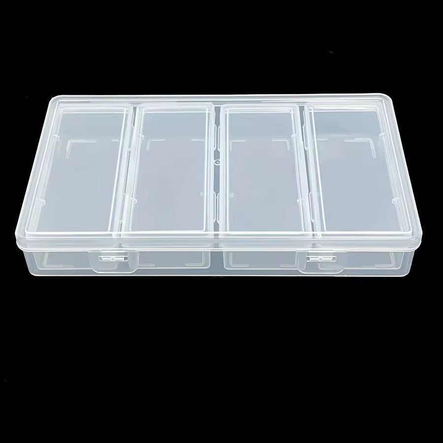 4 Adjustable Dividers Clear Plastic Storage Organizer Box - Craft & Sewing Supplies Container with Removable Compartments
