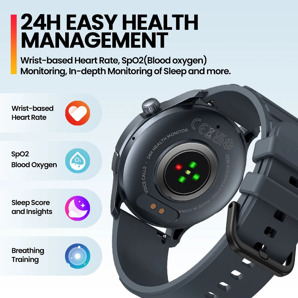 New  Btalk 3 PRO Smart Watch, 1.43" AMOLED Display, Bluetooth Call, Health & Fitness Tracker, IP68 Waterproof Smartwatch