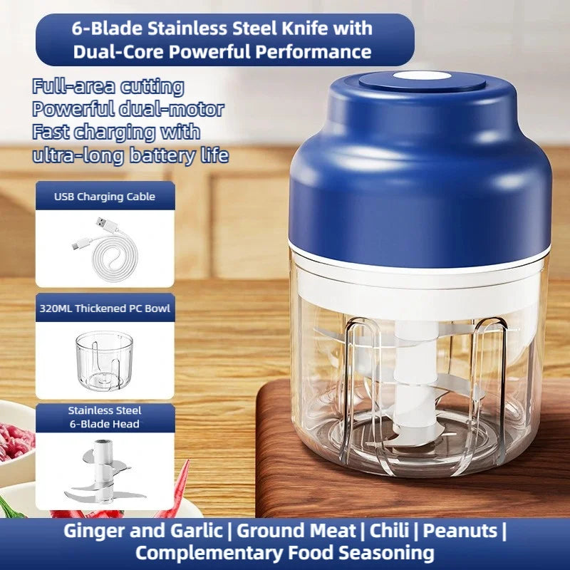TINSOL 320-Milliliter Electric Garlic Press, Food Processor, USB Mini Garlic Press, Portable Compact Food Processor