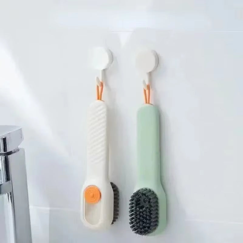 Multifunctional Liquid Adding Shoe Brush Press Type Liquid Dispensing Cleaning Brush Soft Bristle Household Sneaker Washing Tool