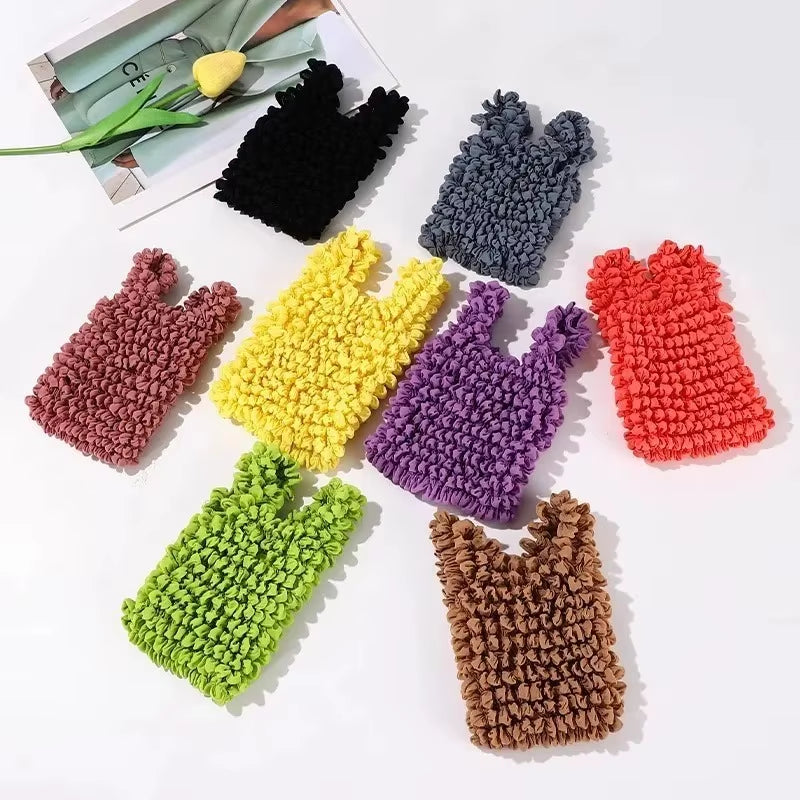 1PCS New Mini Shopping Bag Expansion Fold Pleated Flexible Stretch Large Capacity Bubble Elastic Portable Handbag Storage Bags