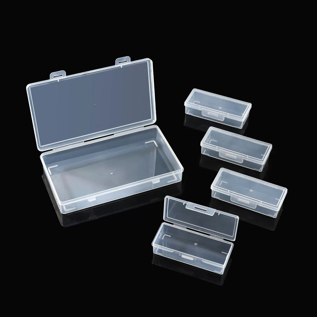 4 Adjustable Dividers Clear Plastic Storage Organizer Box - Craft & Sewing Supplies Container with Removable Compartments