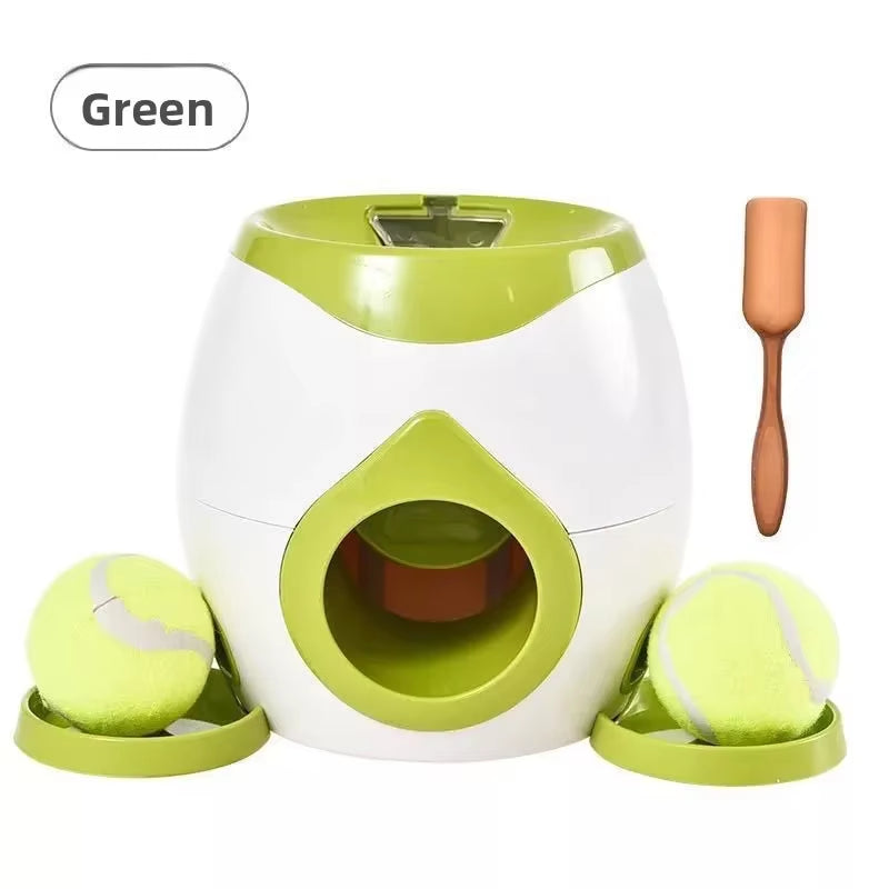 @2 in 1 Dog Pet Interactive Toy Tennis Ball Launcher Automatic Throwing Training Reward Machine Fun Feeding Machine Pet Supplies
