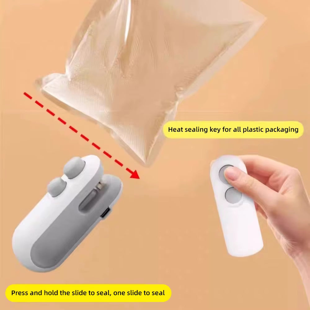 Mini Handheld Heat Bag Sealing Machine Plastic Food Package Sealer Clip-On Bag Sealer Portable Food Packaging Sealer