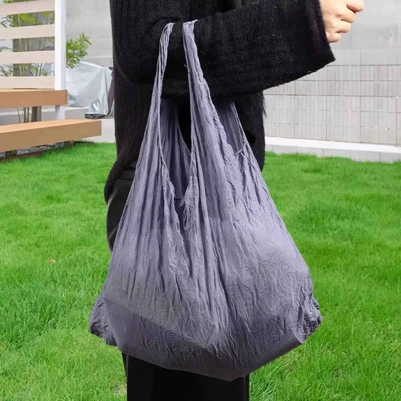 1PCS New Mini Shopping Bag Expansion Fold Pleated Flexible Stretch Large Capacity Bubble Elastic Portable Handbag Storage Bags