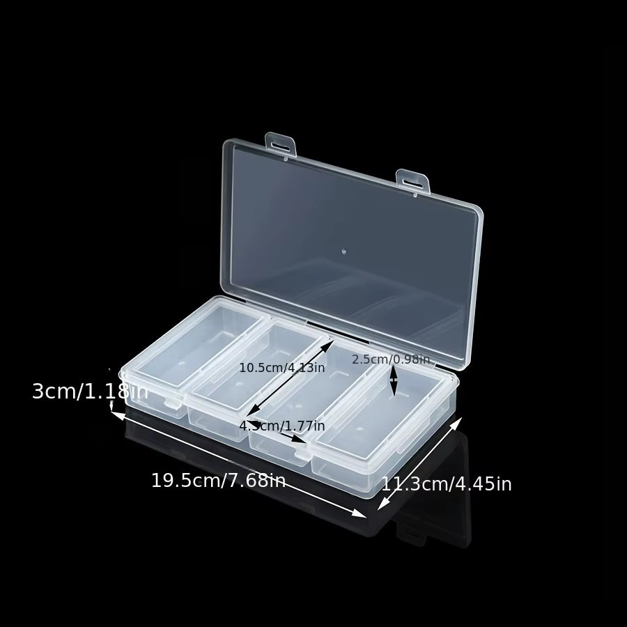 4 Adjustable Dividers Clear Plastic Storage Organizer Box - Craft & Sewing Supplies Container with Removable Compartments